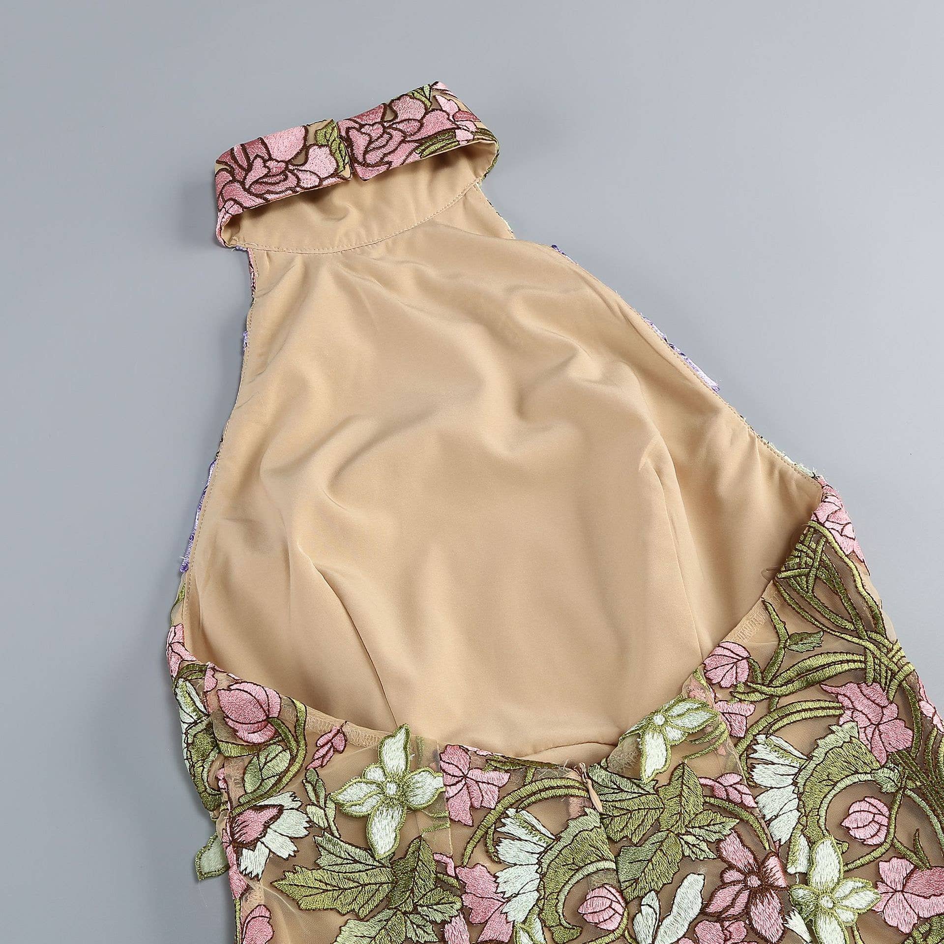 Productseeker - 22Y Elegant Sleeveless Floral Embroidered Sheer Mini Dress