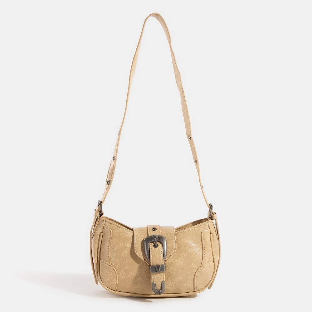 Collections by Fame Accessories - Western Buckle Accent Multi Panel Shoulder Bag