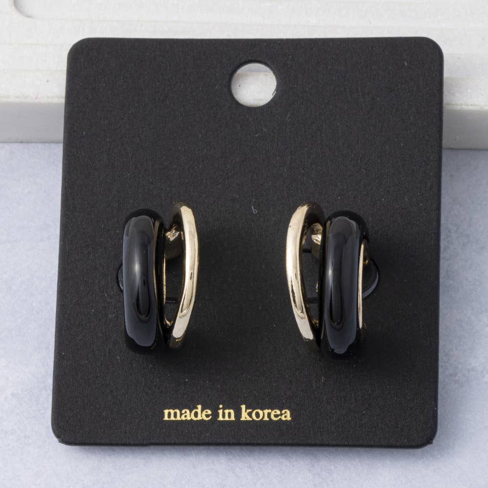 Fame Accessories - Glossy Double Arc Open Hoop Earrings