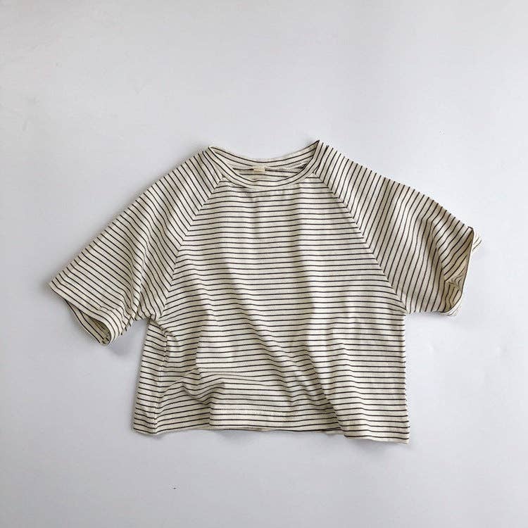shoplittleswan - Striped Cotton T-Shirt for Kids Short Sleeve Unisex