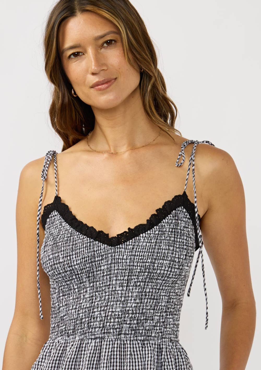 Lovestitch - Smocked Gingham Midi Dress