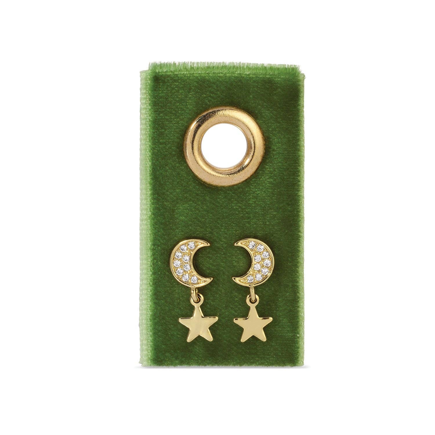 Splendid Iris - Moon & Star Studs On Velvet Gift Tag