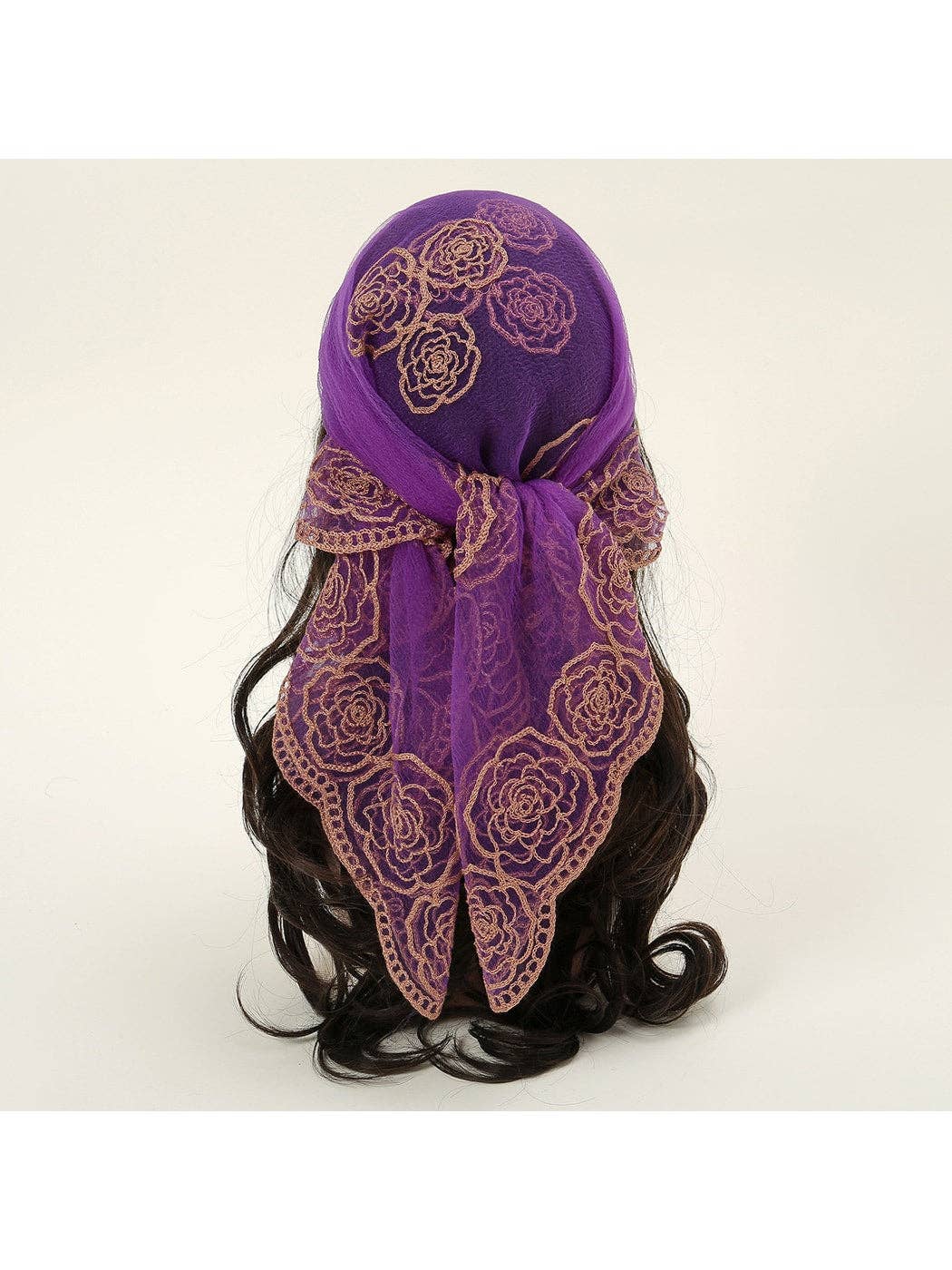 Funkyrel® Atzbranding Limited - Scarvii - Rose Embroidered Lace Detail Square Scarf
