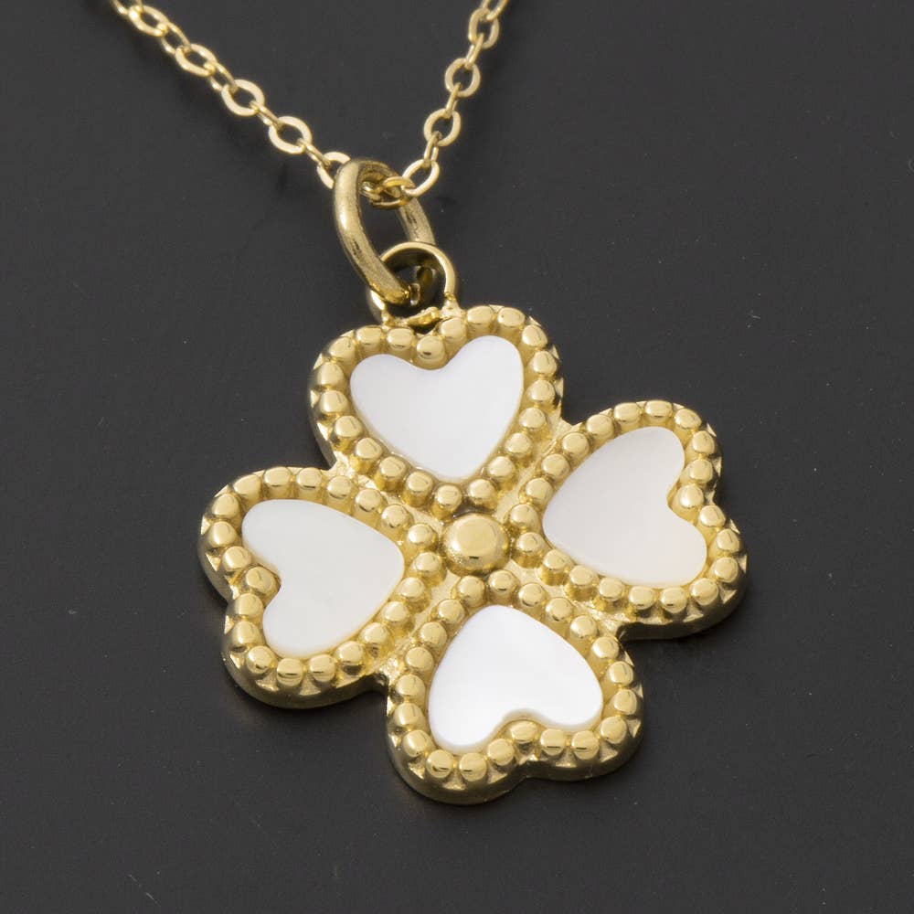 Fame Accessories - Stainless Steel Clover Mop Pendant Necklace