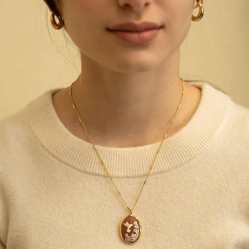 Amano Studio - Hummingbird Vintage Cameo Necklace
