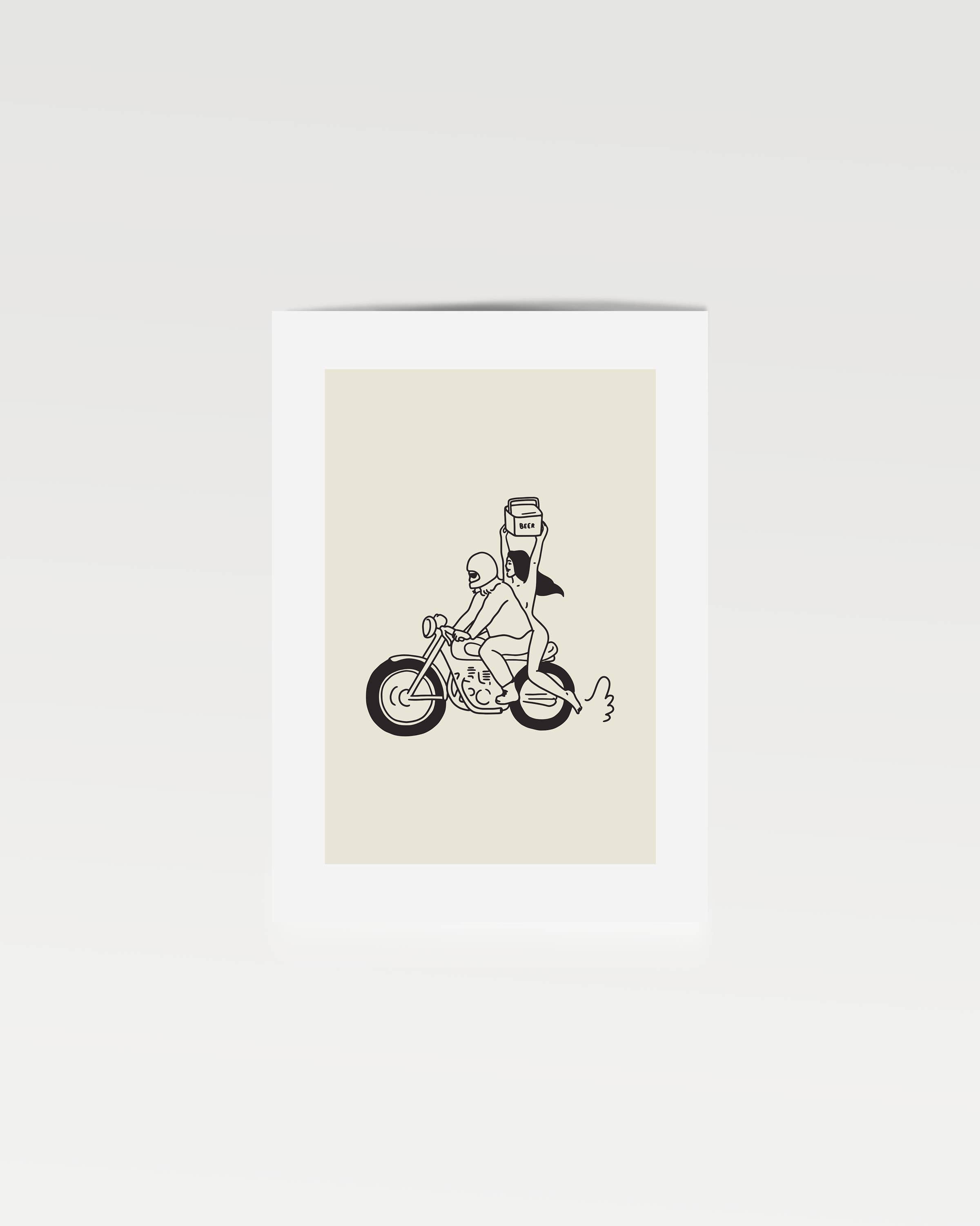 Tumbleweed Design Studio - "Beer Run" Minimal Motorcycle Wall Art Retro Home Decor