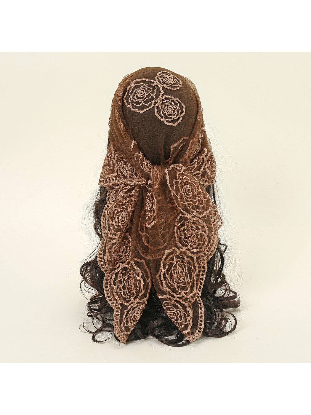 Funkyrel® Atzbranding Limited - Scarvii - Rose Embroidered Lace Detail Square Scarf