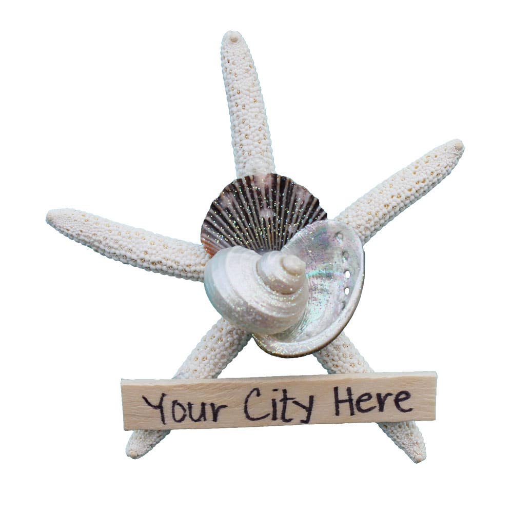 California Seashell Company - White Finger Starfish Collage Magnet