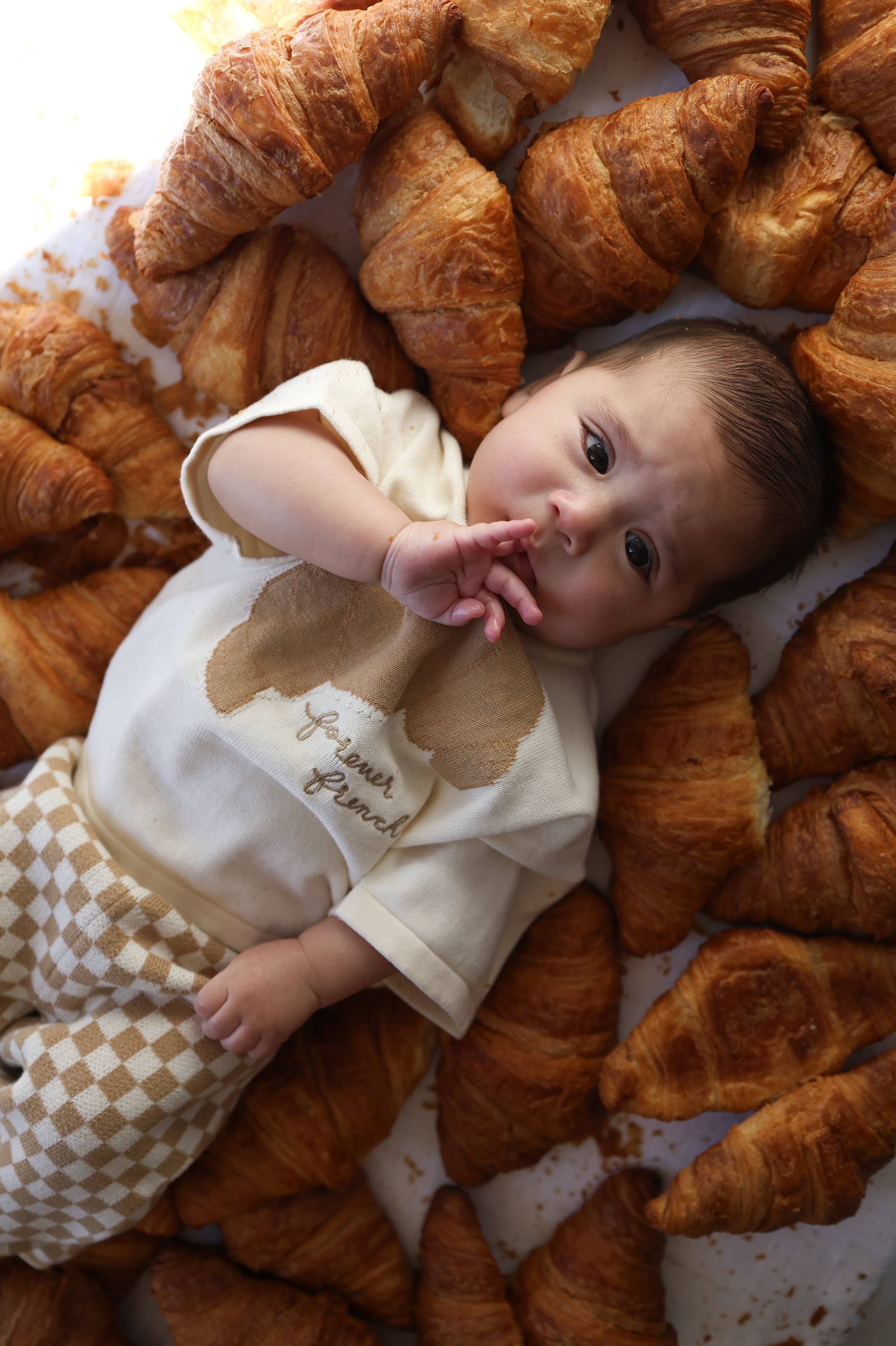 Forever French Baby - Knit Pant Set | Croissants