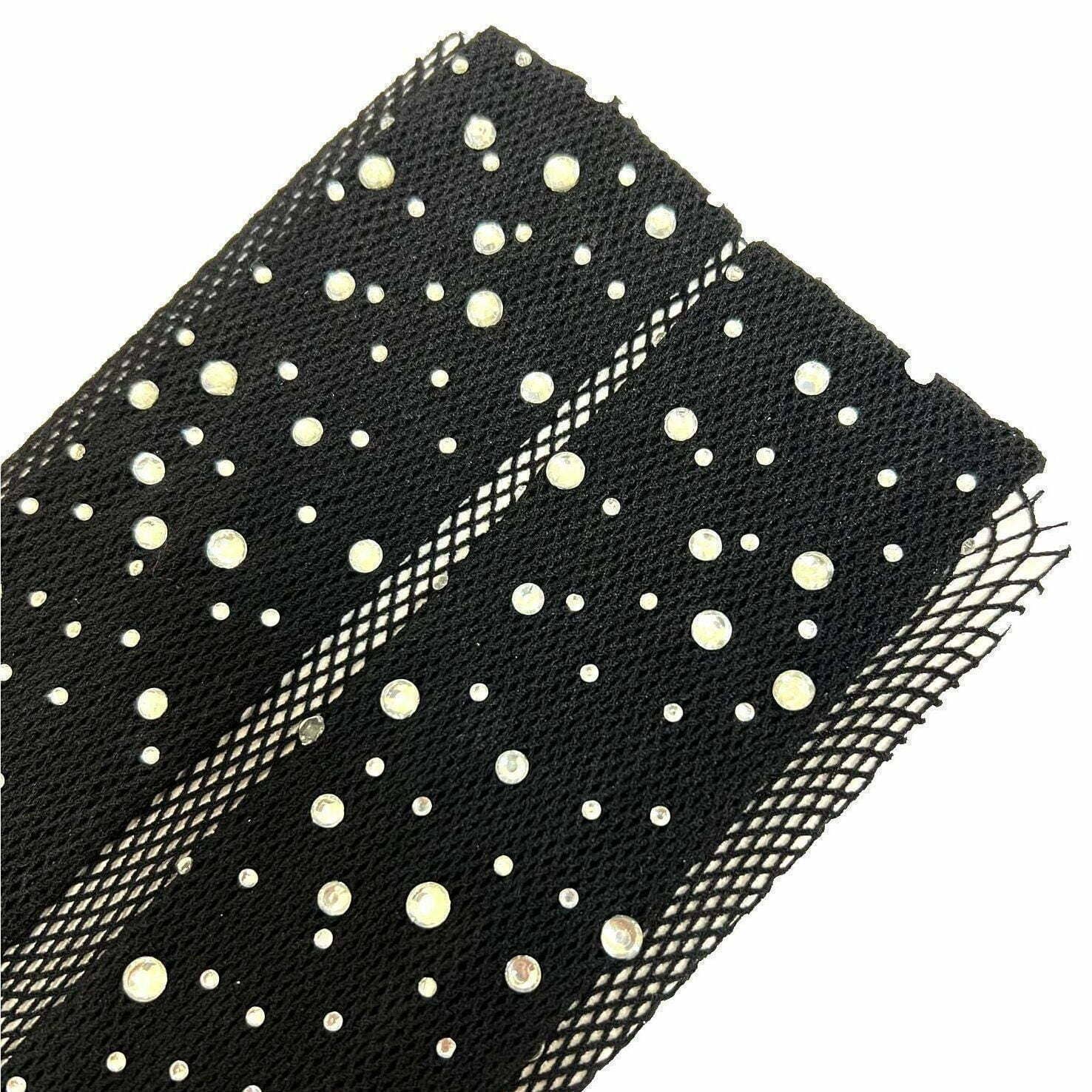 Pantyhose Rhinestone Stocking Fishnet: Beige-AB