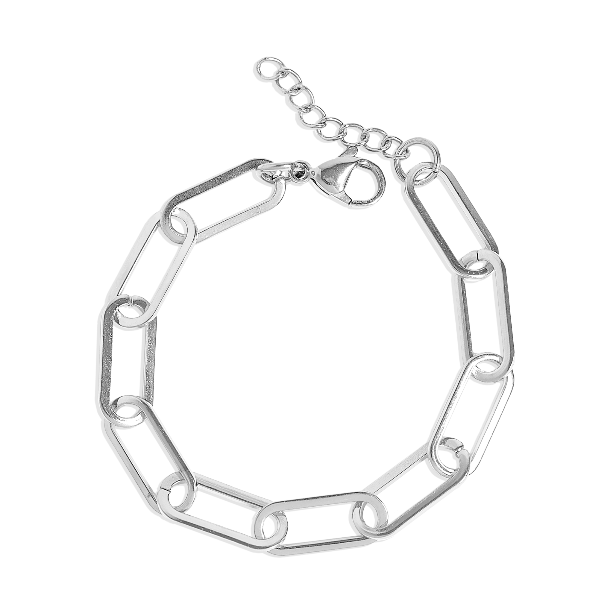WJW - Gold Stainless Steel Paperclip Chain Bracelet + Extension
