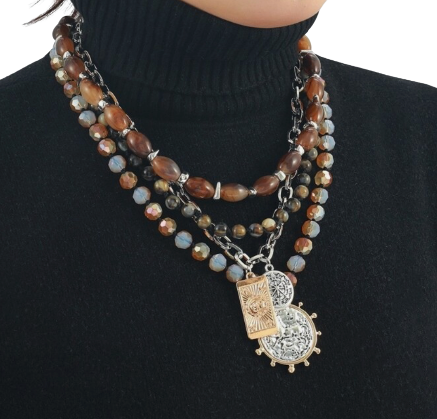 HoopLa - Editorial Mixed 4 Necklaces Stack and Charm- Recycled Metal