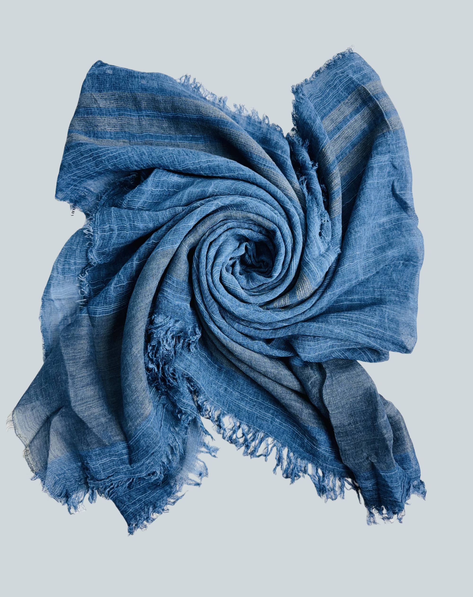 Classic Vintage Stonewash Stripe-Trimmed Scarf