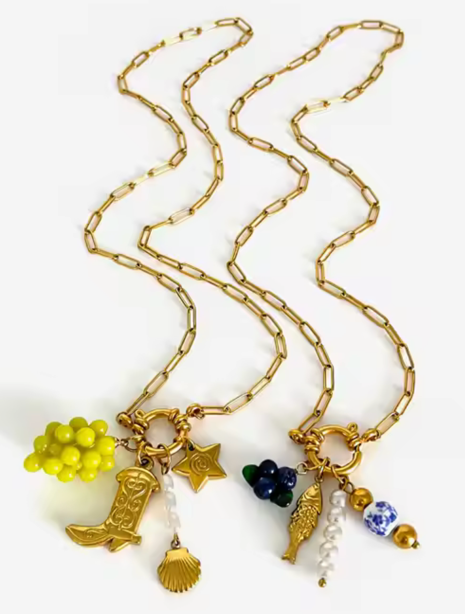 HoopLa - Charm Collector Paperclip Spring Clasp Necklace steel