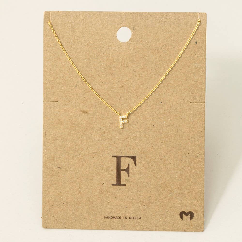 Fame Accessories - Mini Rhinestone Initial Necklace