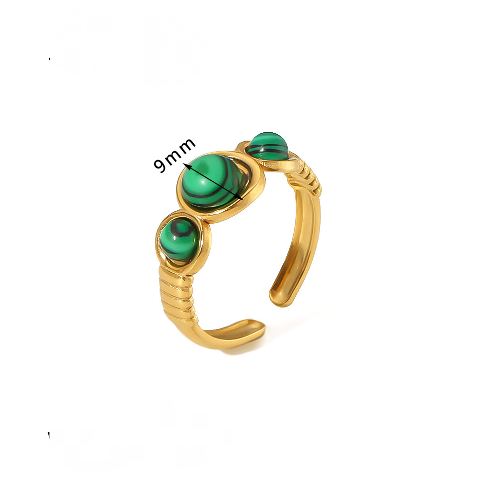 Mio Queena - 18K Gold-plated Stainless Steel Inlaid Stone Rings - FGS/CS