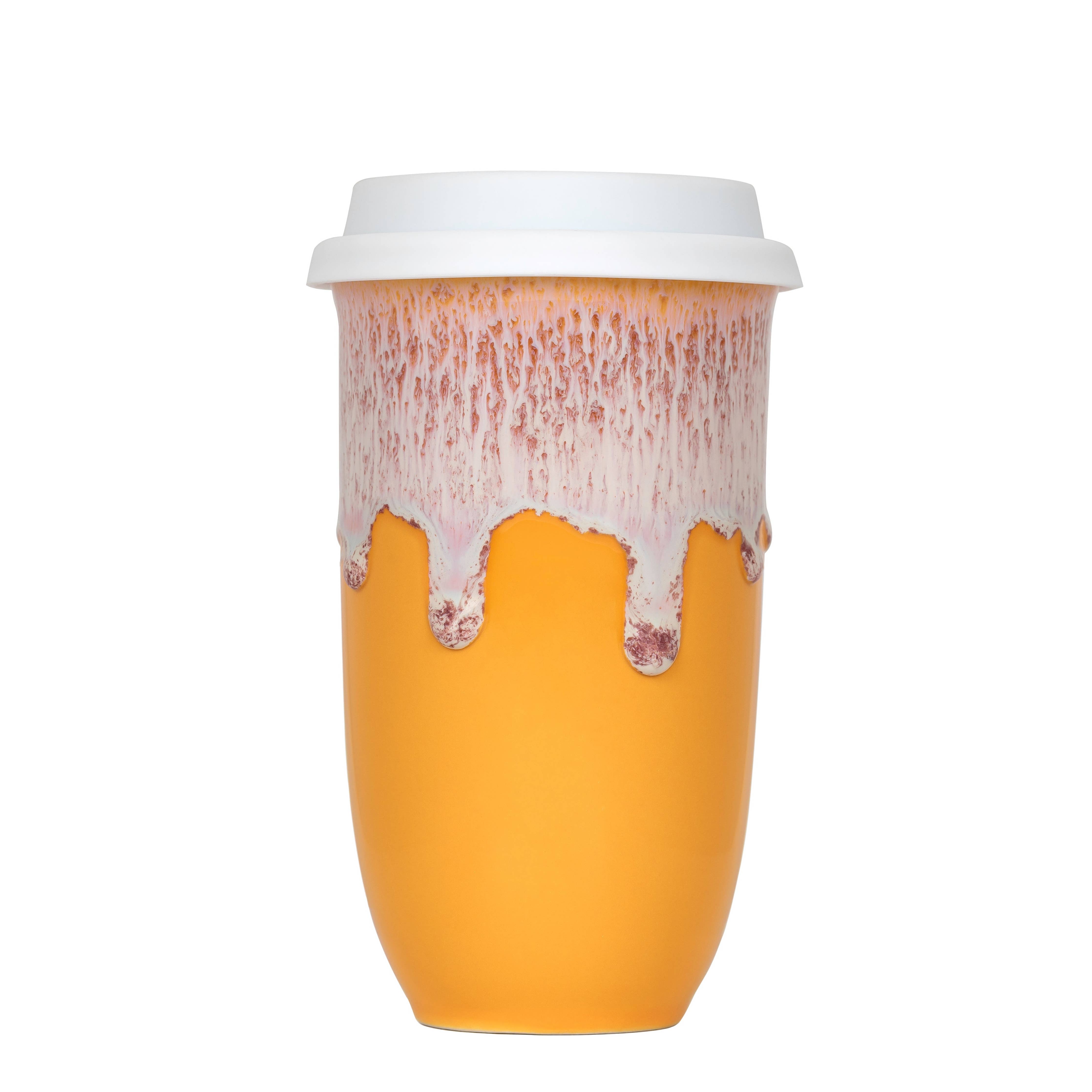 Nova Ceramics Travel Mugs - Grapefruit Ceramic Travel Mug – 16oz with Lid & Sleeve