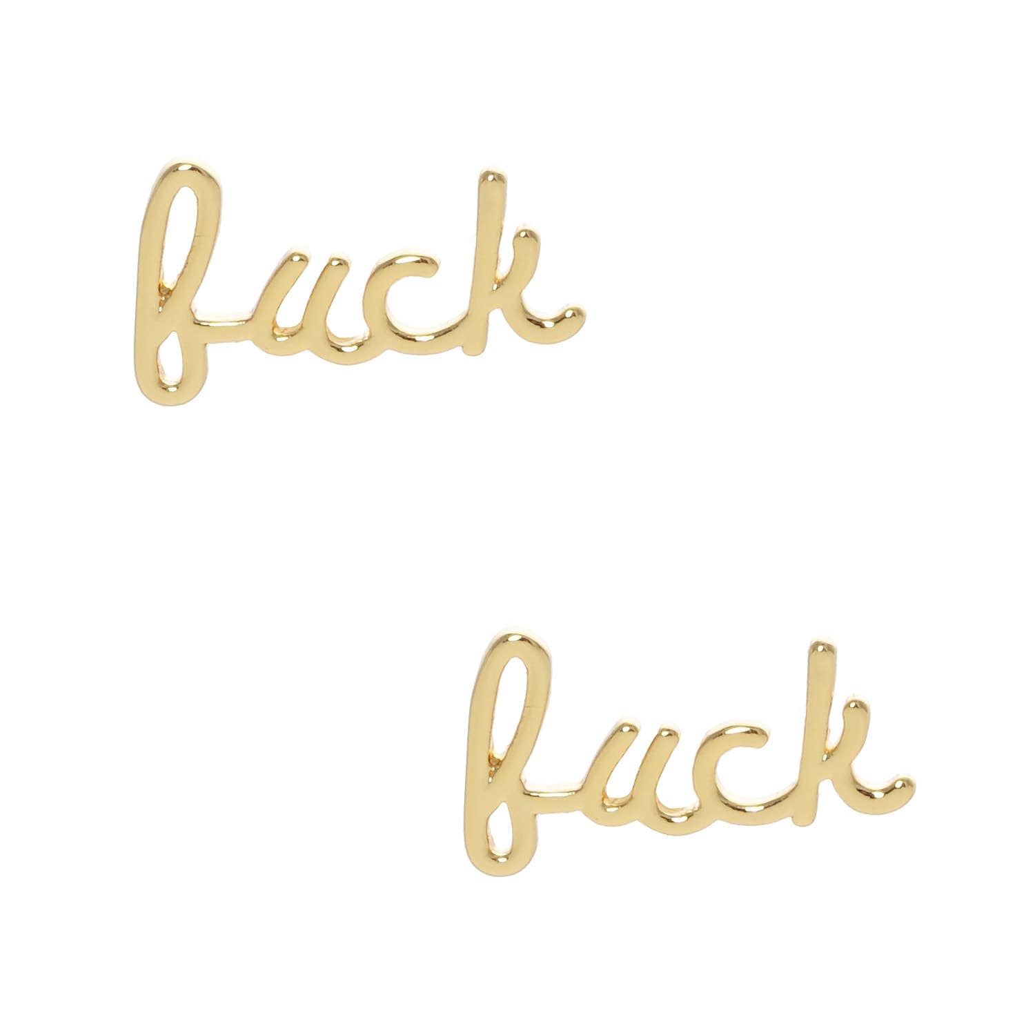 Fashion City - Gold Dipped Word Post Earrings