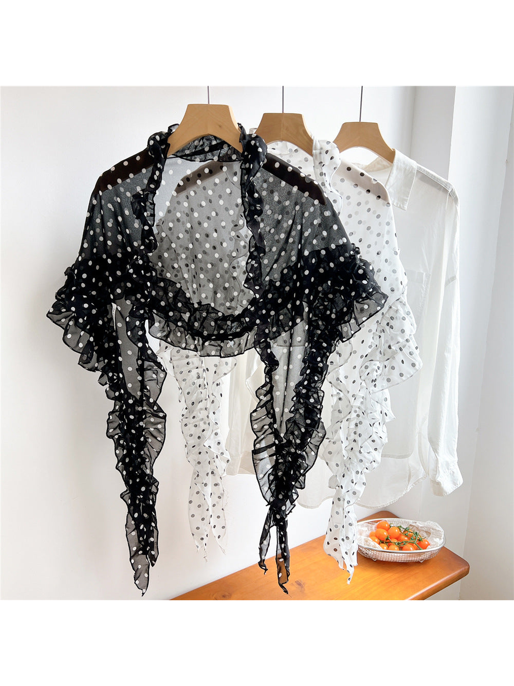 Funkyrel® Atzbranding Limited - Scarvii - Sheer Polka Dot Lace Trim Triangle Scarf
