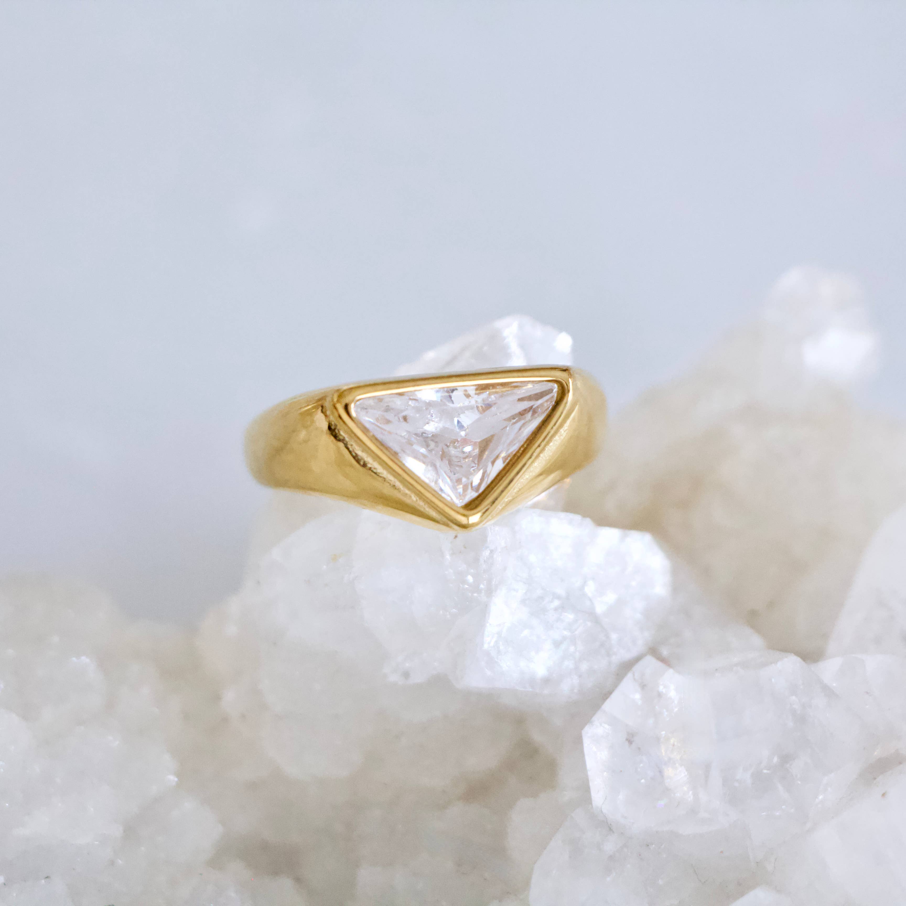 Mesa Blue - CZ Triangle Ring - Waterproof