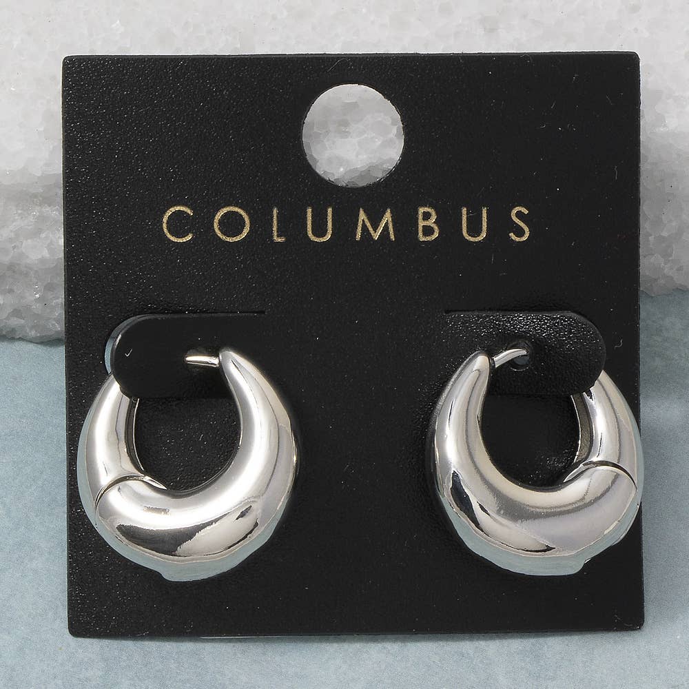 Fame Accessories - Gold Dipped Chunky Dome Huggie Hoop Earrings