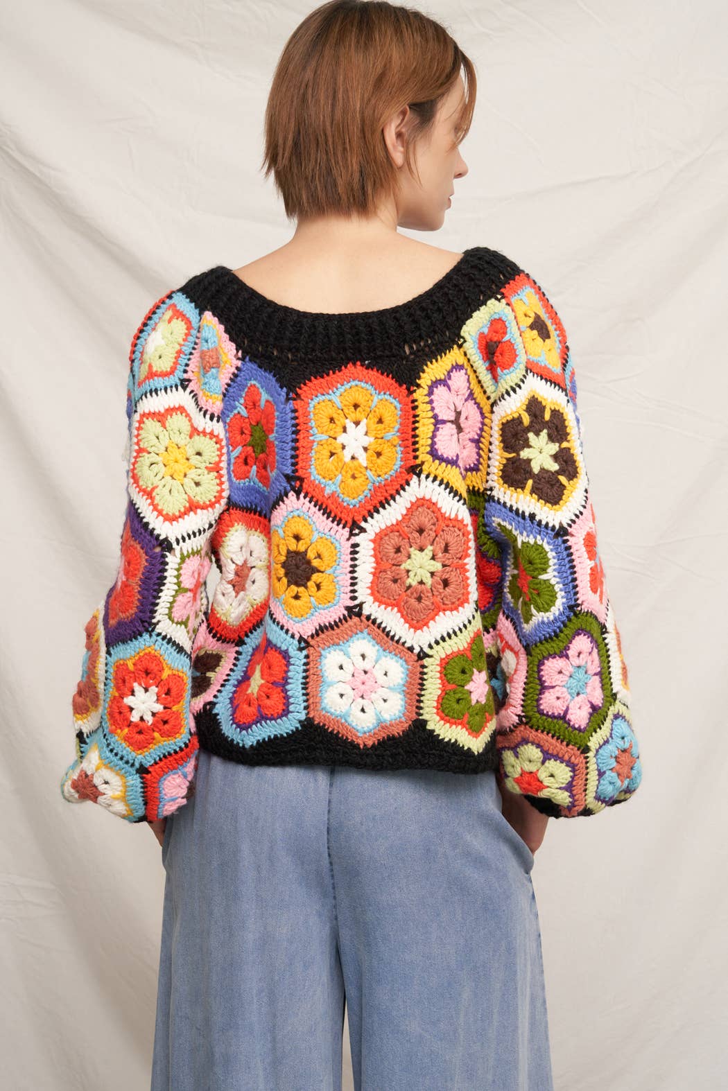 En Crème - Chunky Oversized Granny Squared Crochet Sweater