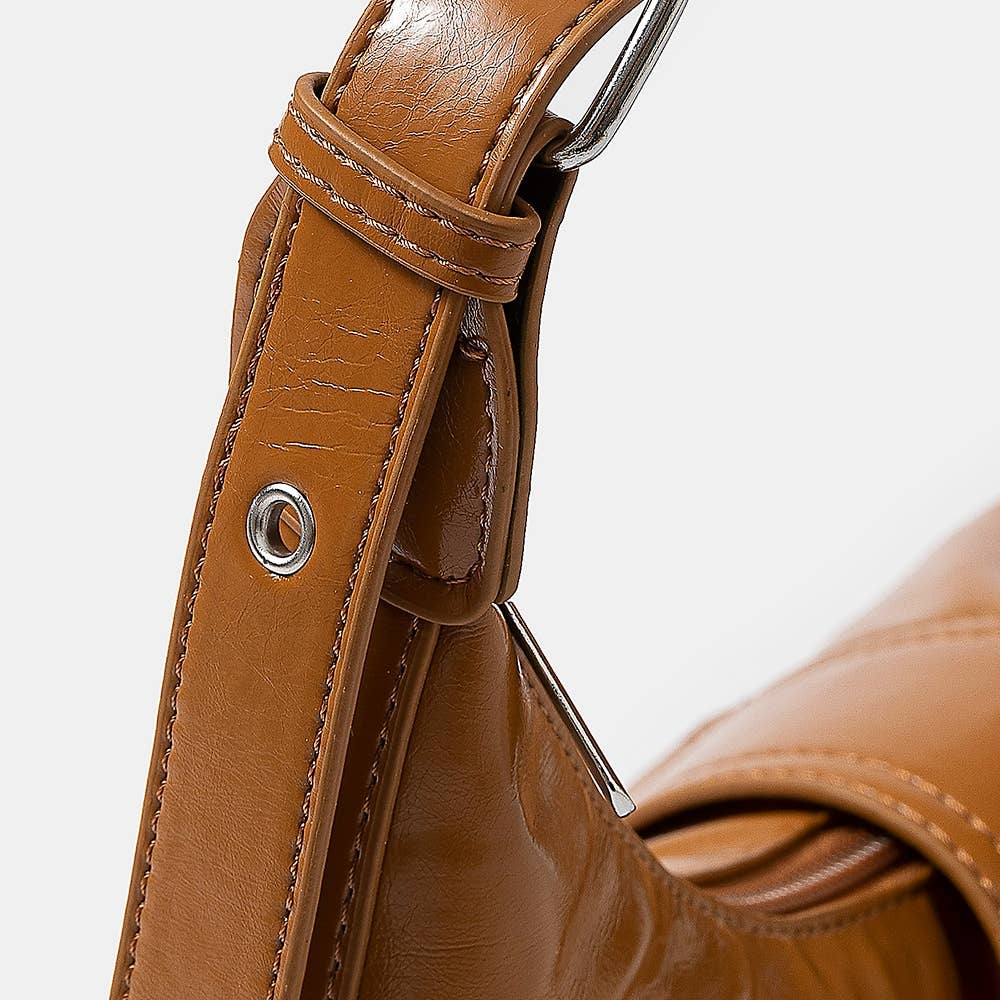 Collections by Fame Accessories - Leather Studded Trim Shoulder Bag