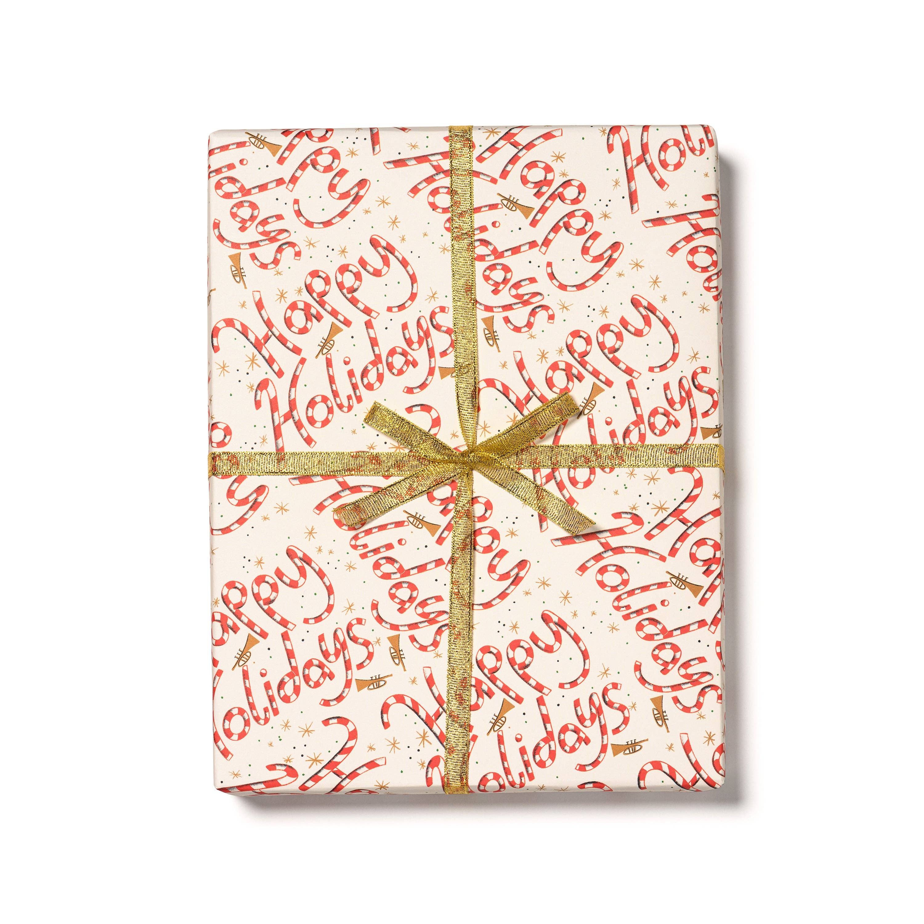 Red Cap Cards - Candy Cane Holidays wrapping paper