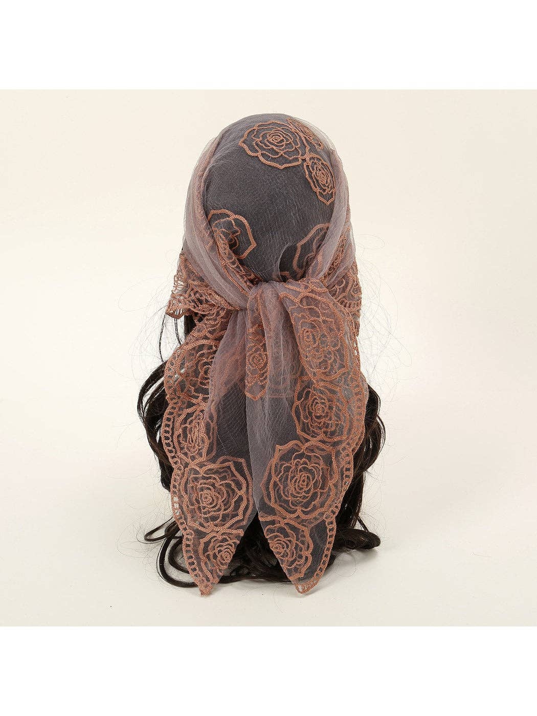 Funkyrel® Atzbranding Limited - Scarvii - Rose Embroidered Lace Detail Square Scarf
