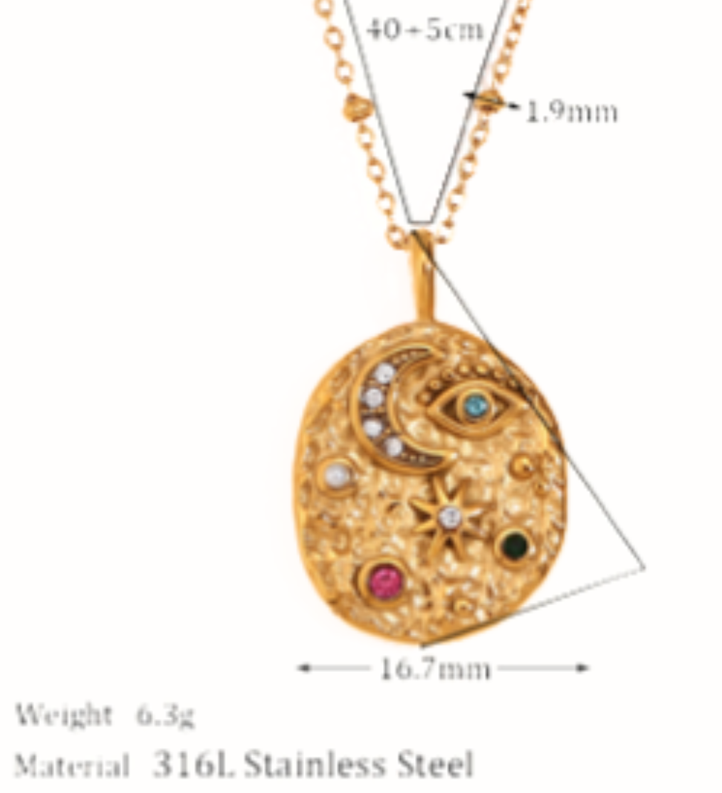 HoopLa - Confetti Coin- Evil Eye- Moon and Stars- Stainless Steel 14K