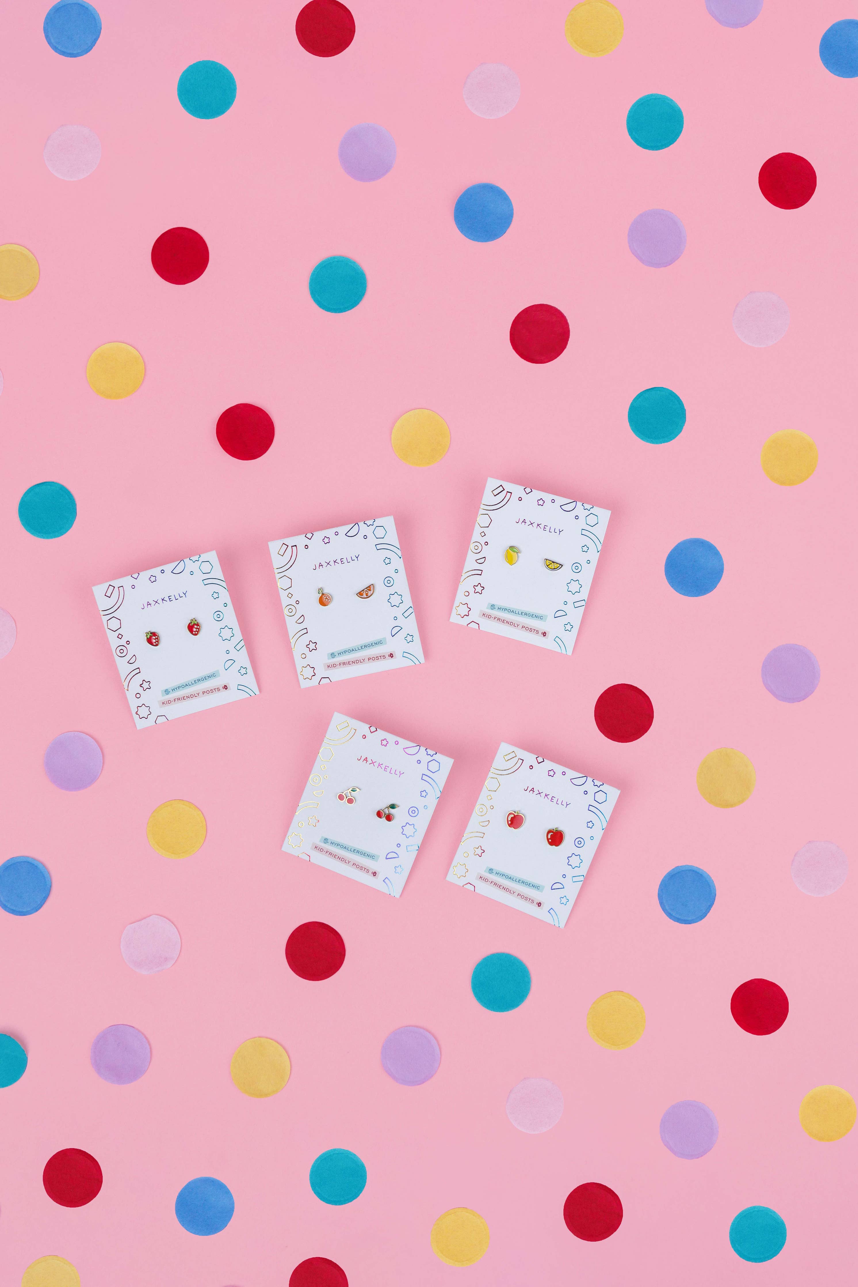 JaxKelly - Strawberry Enamel Flat Back Kids Earrings