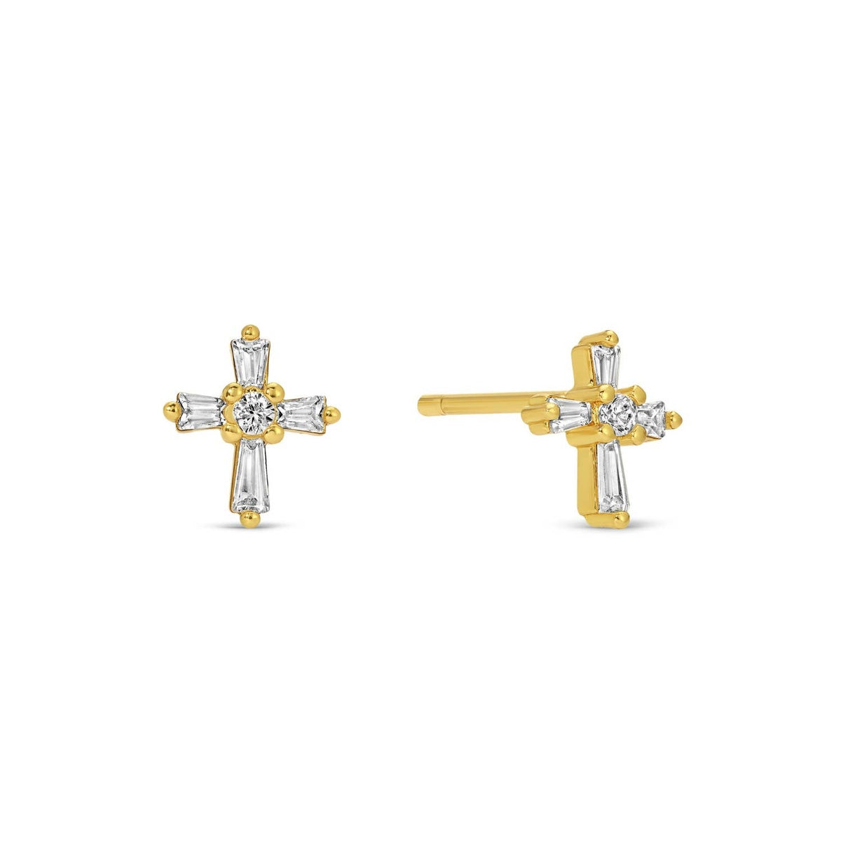 Splendid Iris - Baguette Cross Studs On Velvet Gift Tag