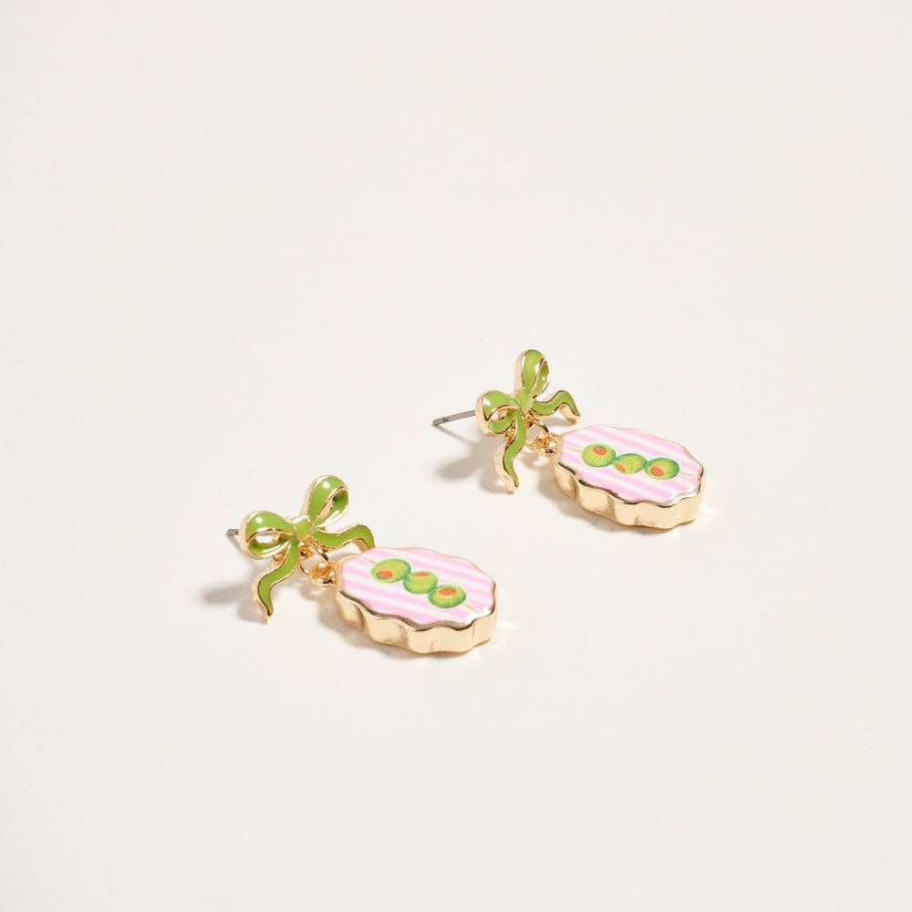 Designature New York - Vintage Fruit Plant Print Tile Enamel Bow Earrings