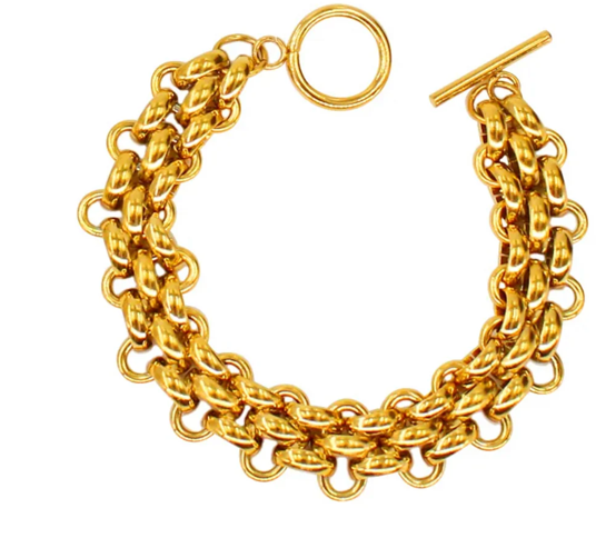 HoopLa - Estate Panther Chain Link Bracelet 14K Gold