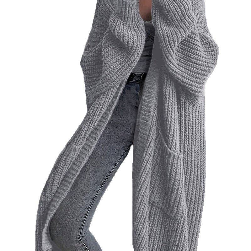 Sheer Trend - Mid-Length Solid Color Loose Cardigan Coat