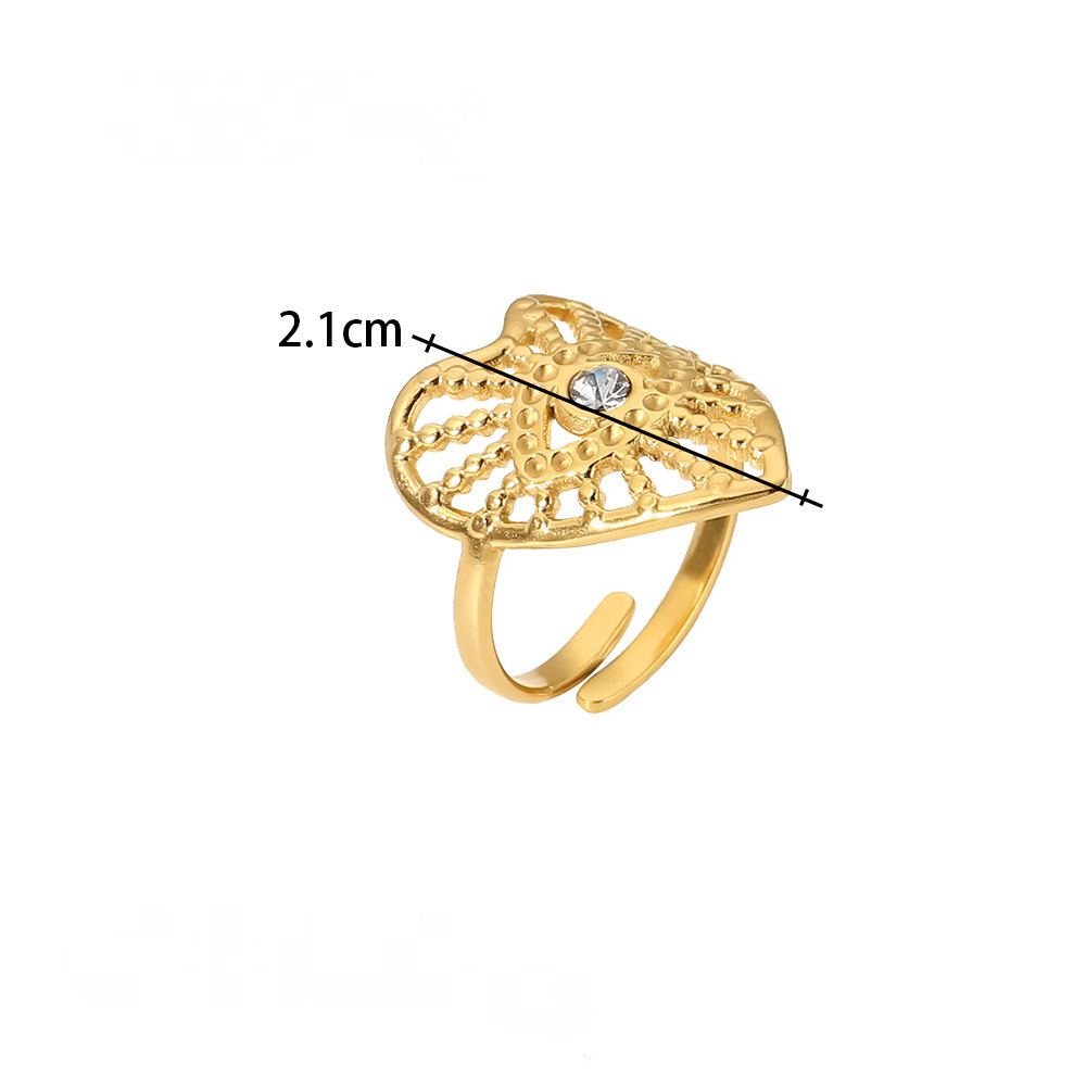 Mio Queena - 18K Gold-plated Stainless Steel Inlaid Stone Rings - FGS/CS