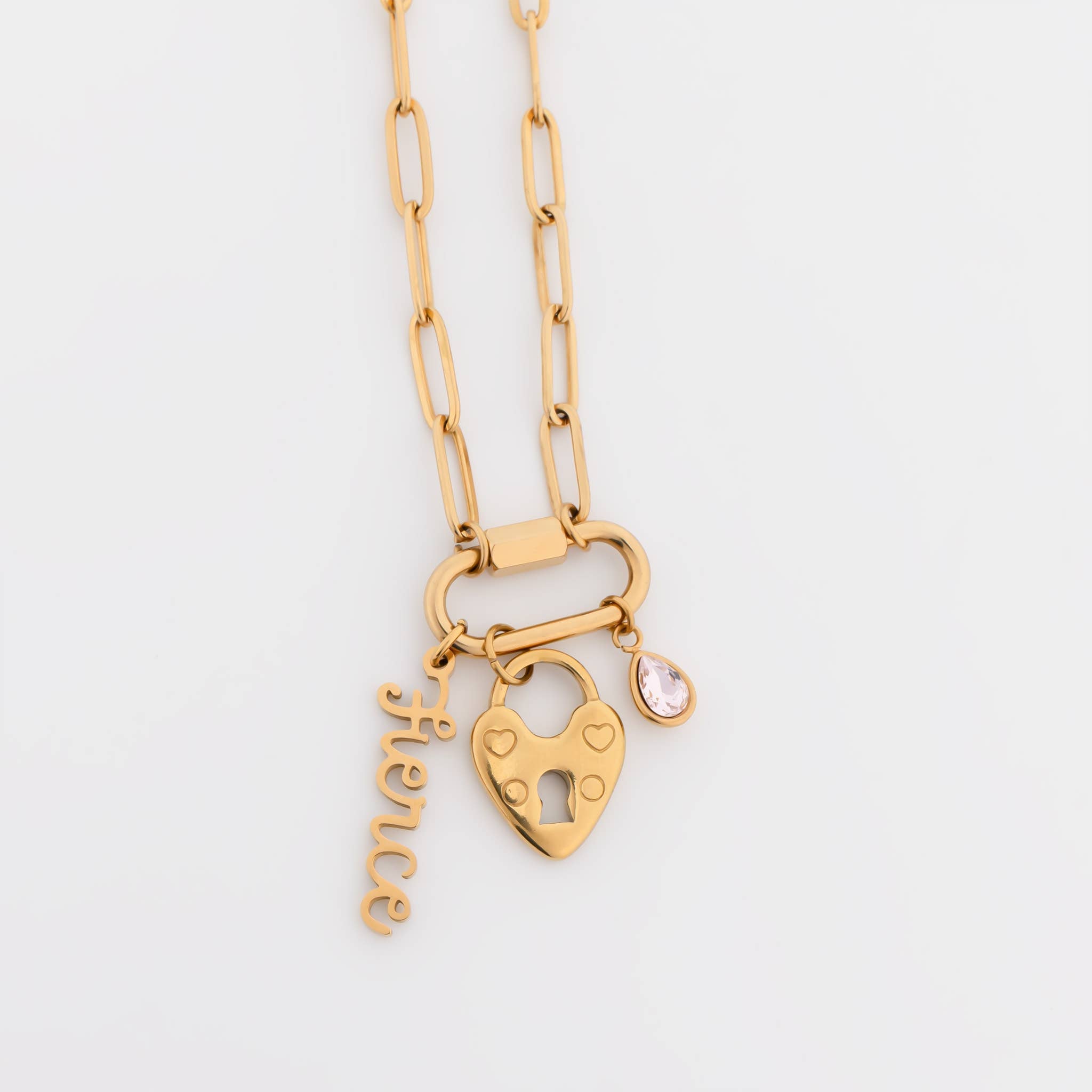 WJW - 18K Gold PVD Paperclip Carabiner Necklace