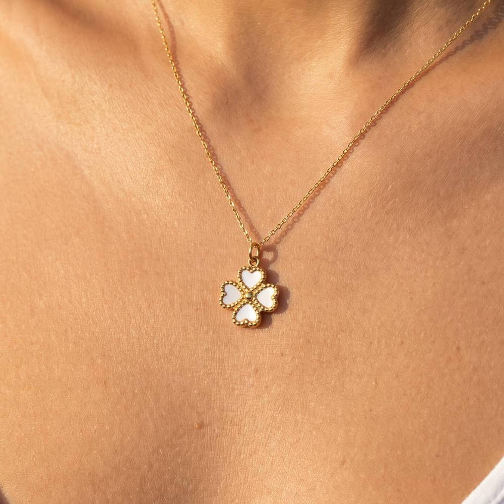 Fame Accessories - Stainless Steel Clover Mop Pendant Necklace