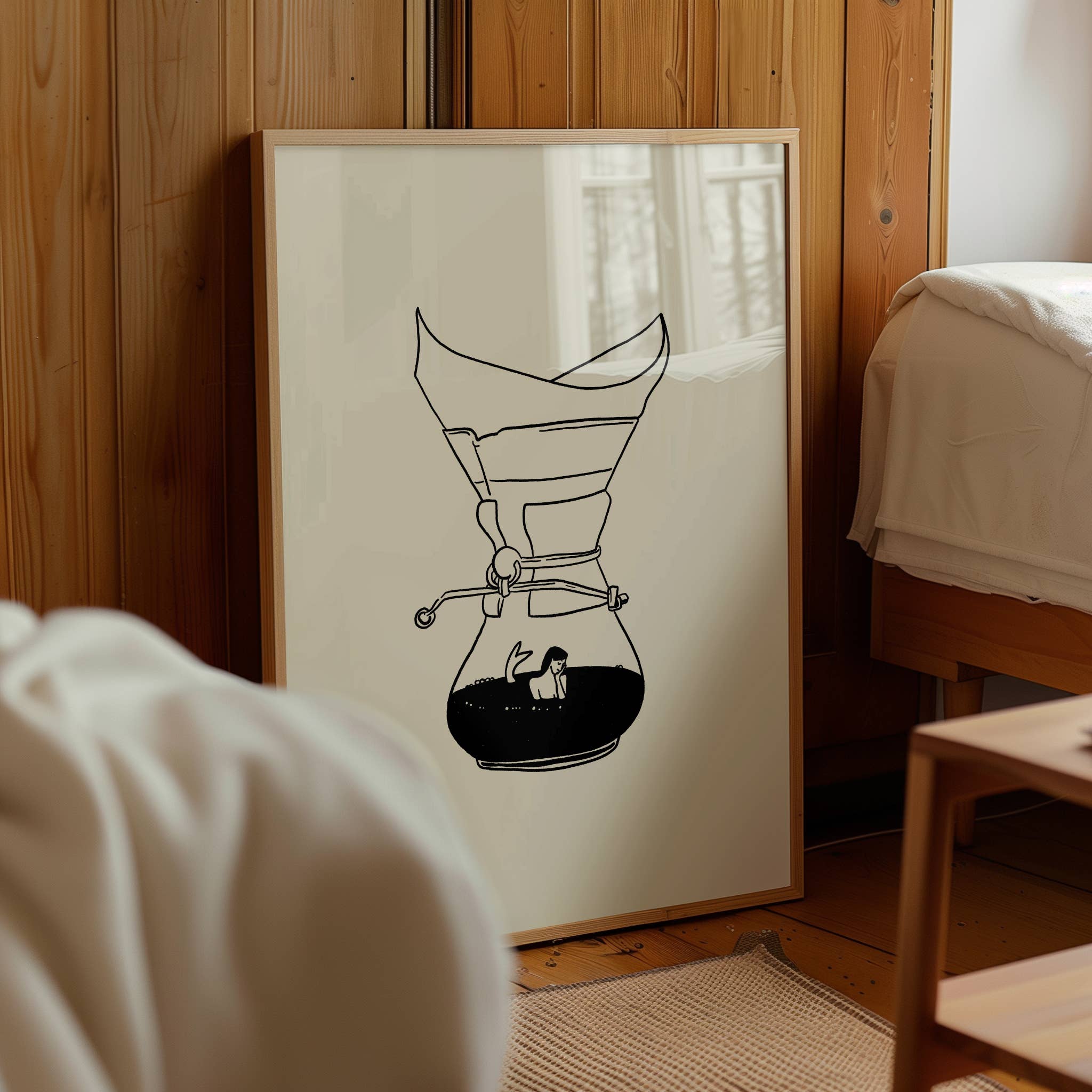 Tumbleweed Design Studio - Pour Over Coffee & Mermaid Minimal Art Print