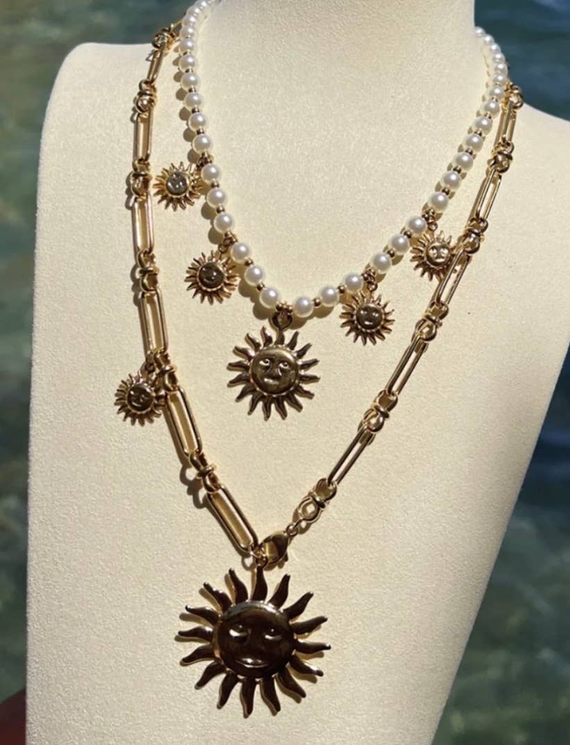 HoopLa - Sea & Sun Charm Collection- Faux Pearl & Sun Charms