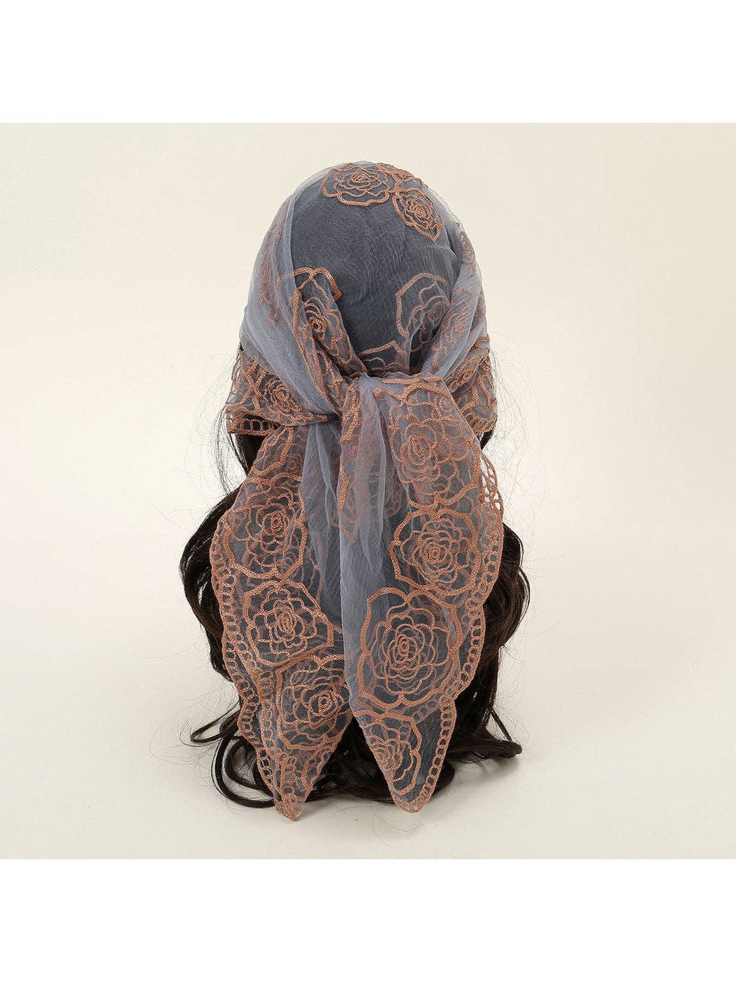 Funkyrel® Atzbranding Limited - Scarvii - Rose Embroidered Lace Detail Square Scarf