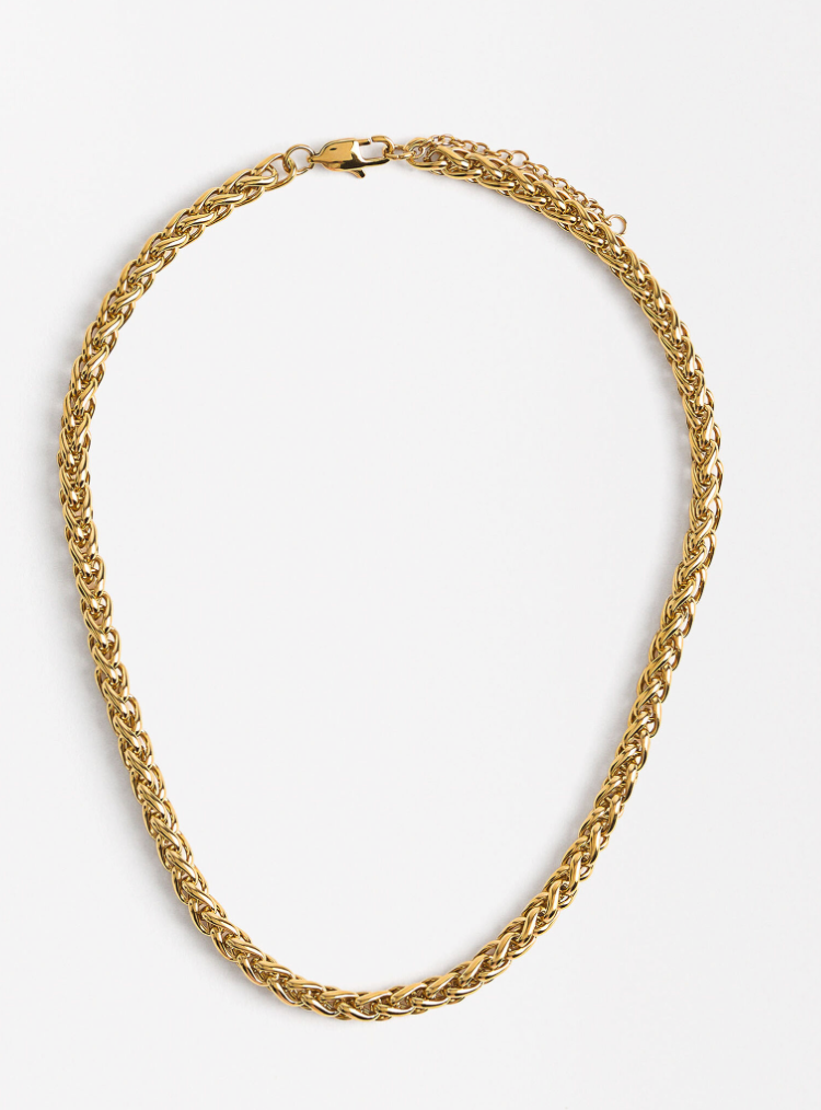 HoopLa - Rope Spiga Necklace Stainless Steel 14K Gold. Waterproof