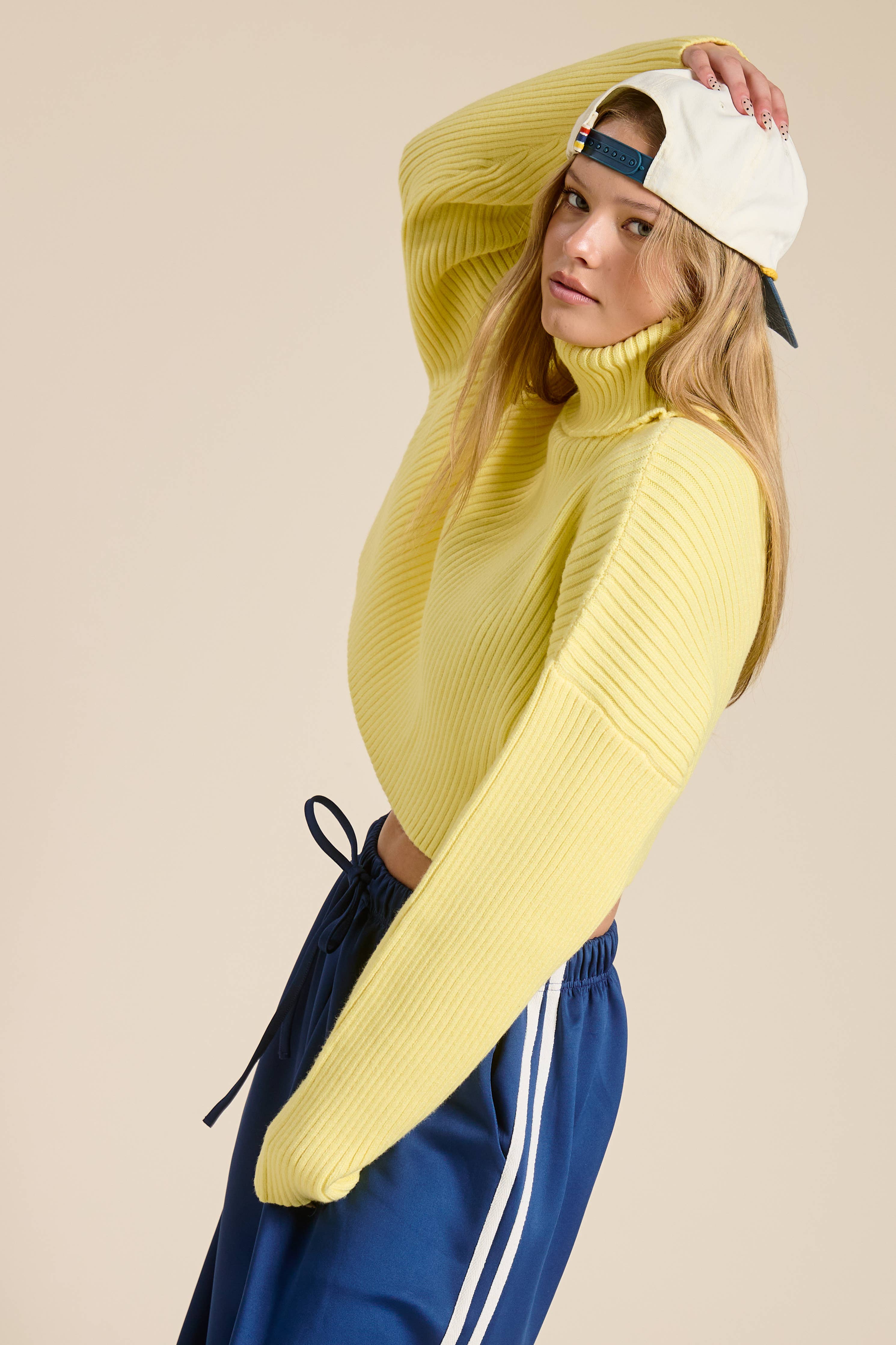 Mimosa - Cropped Ribbed Turtleneck Sweater