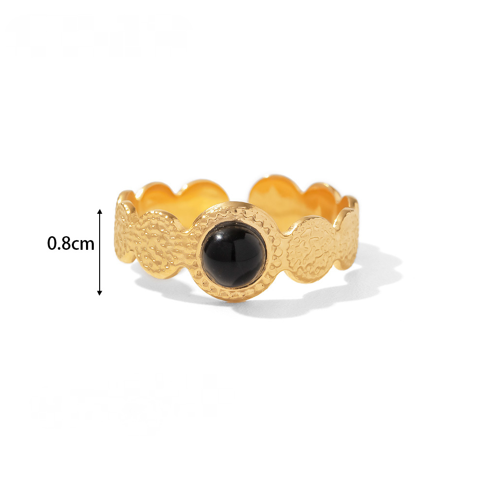 Mio Queena - 18K Gold-plated Stainless Steel Inlaid Stone Rings - FGS/CS