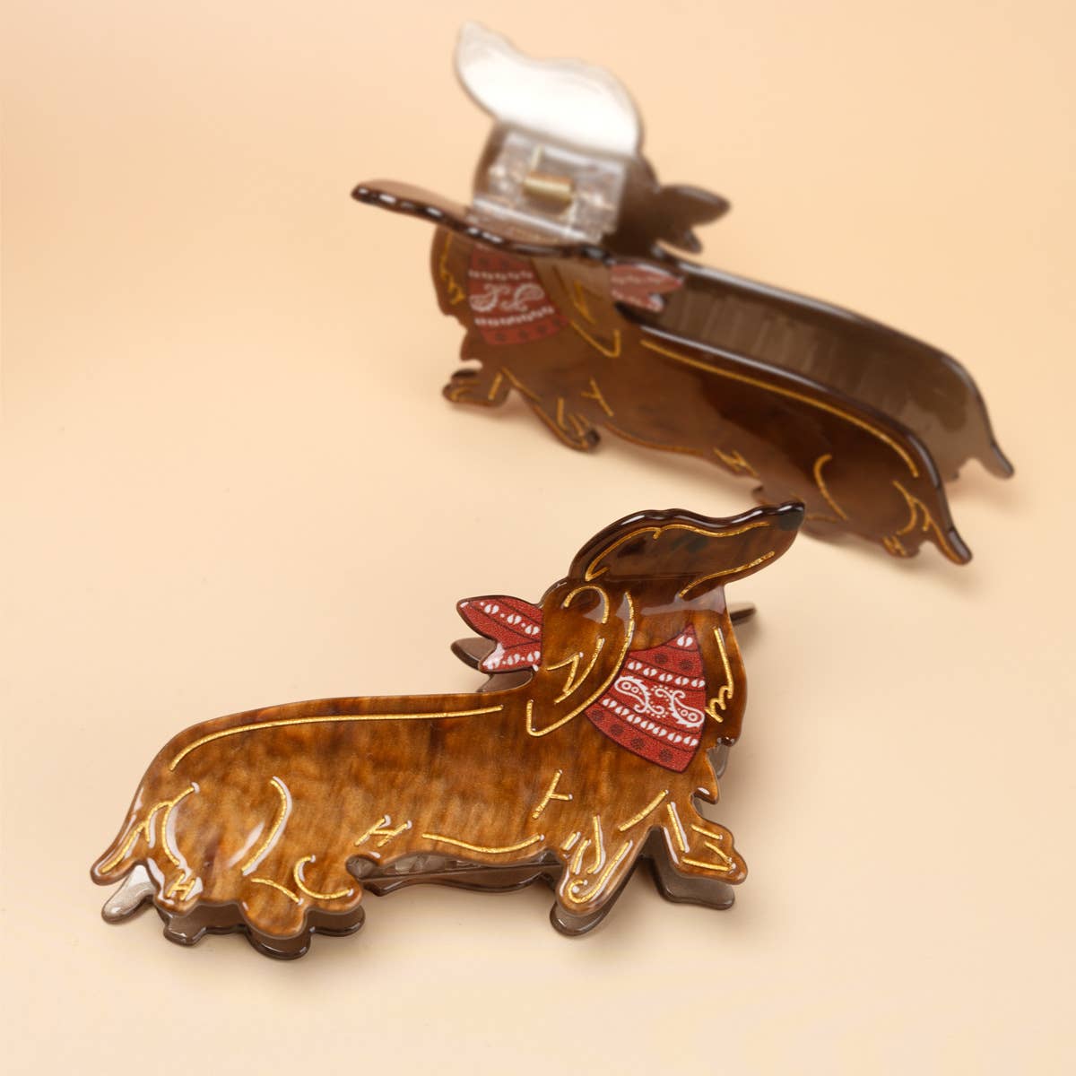 SoapElenGlen - Bandana Adorned Dachshund Hair Claw Clip