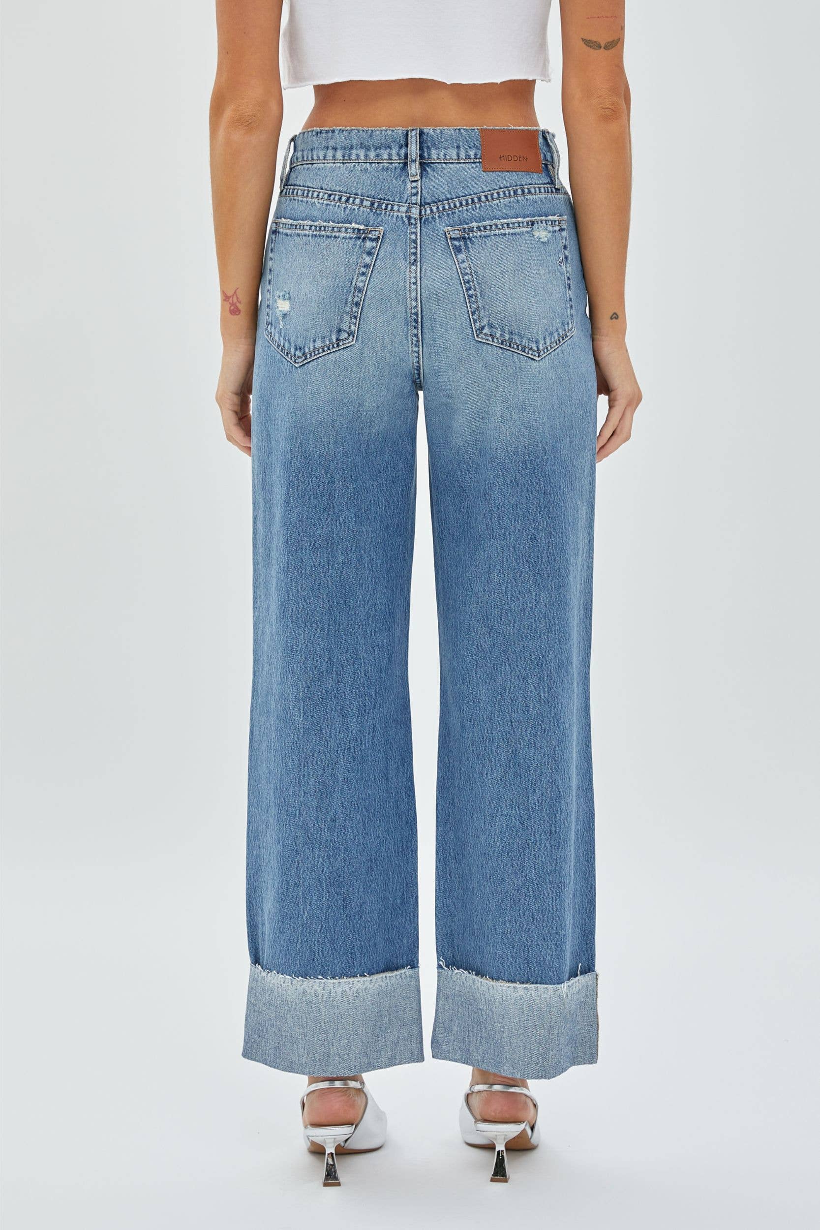 Hidden Jeans - Crossover Waistband Cuffed Dad Jean