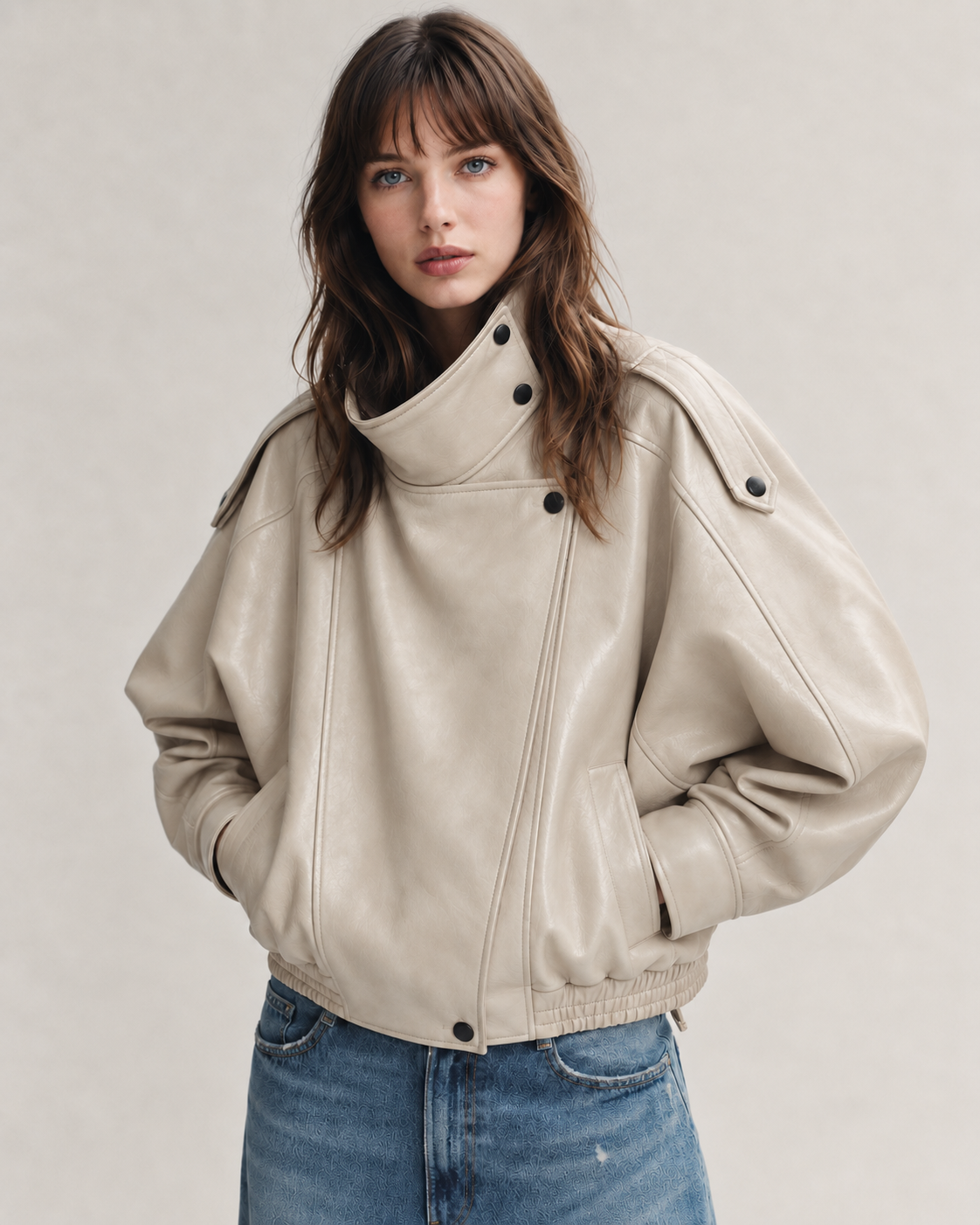 J LINE | LUZINA - OVERSIZED LEATHER BIKER JACKET