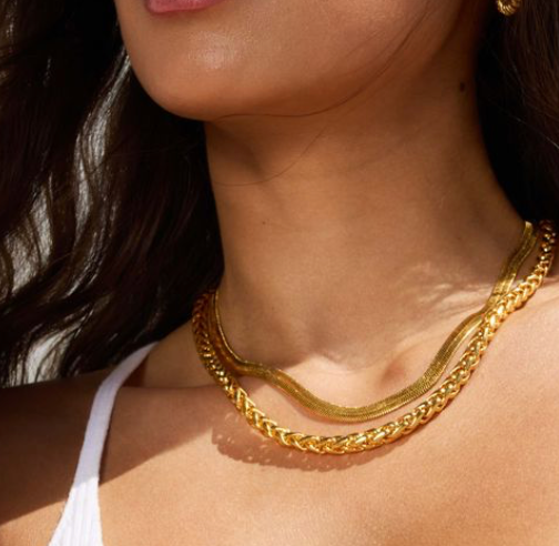 HoopLa - Rope Spiga Necklace Stainless Steel 14K Gold. Waterproof