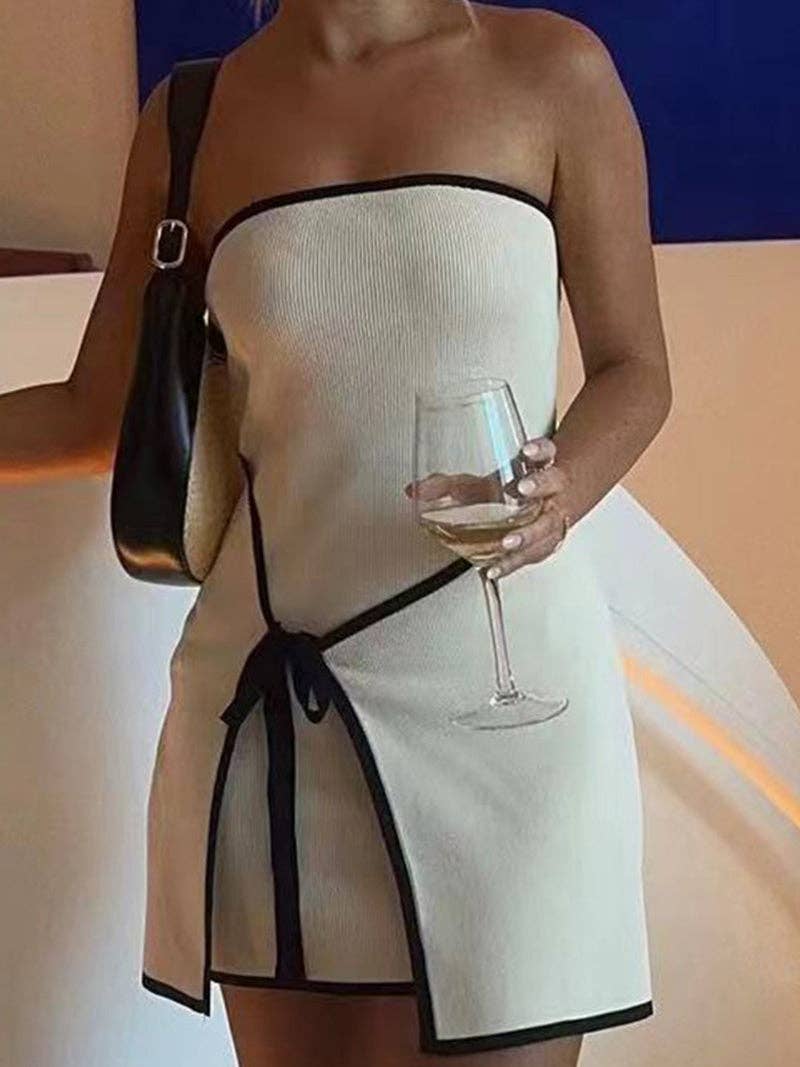 AZSHOP Trading LLC - Strapless Tie-Front Mini Dress