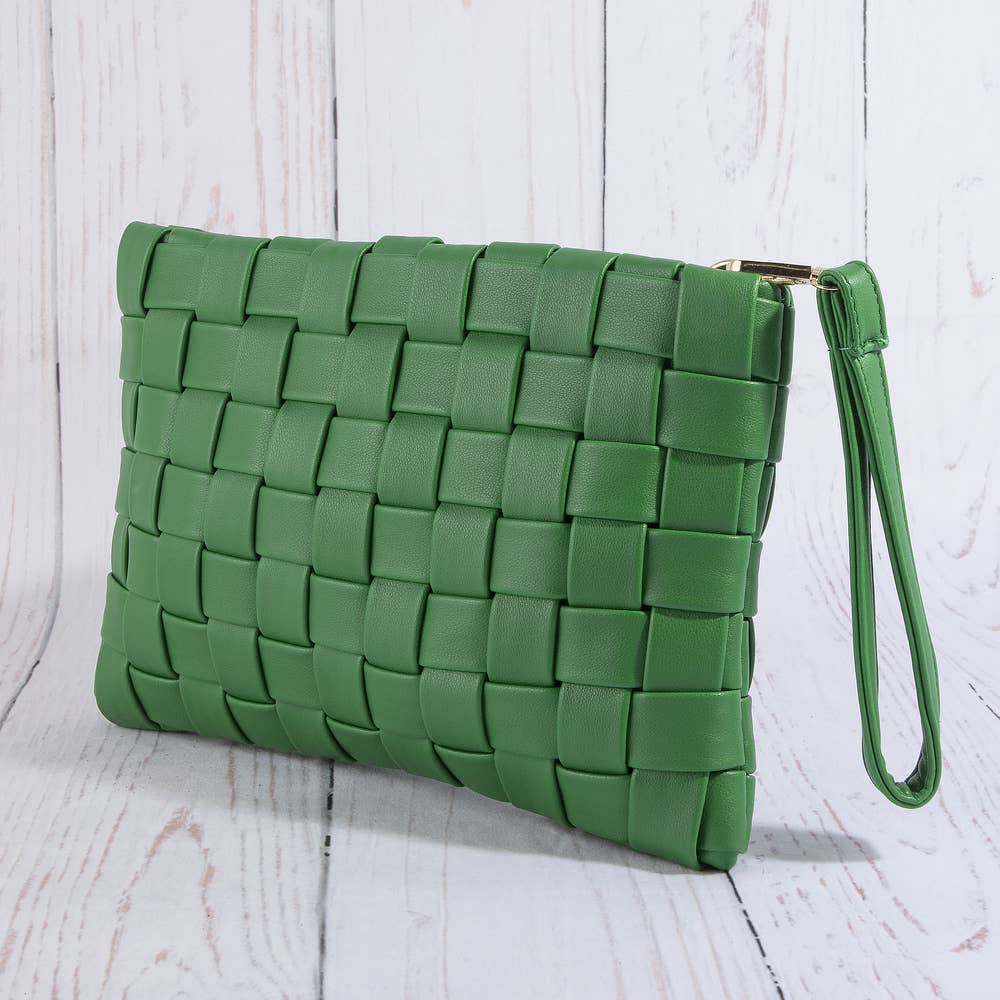 Collections by Fame Accessories - Woven Vegan Leather Wristlet Clutch Bag